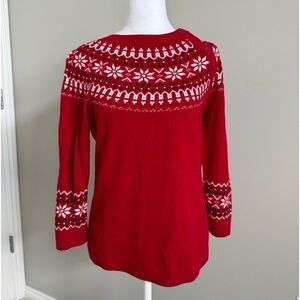 Talbots Red Snowflake Fair Isle Sweater Size Small